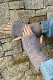 Boucle Fingerless Gloves Pink Melange